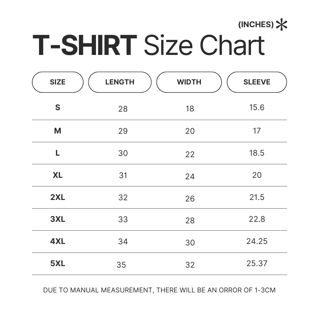 T shirt Size Chart - Smiling Friends Shop