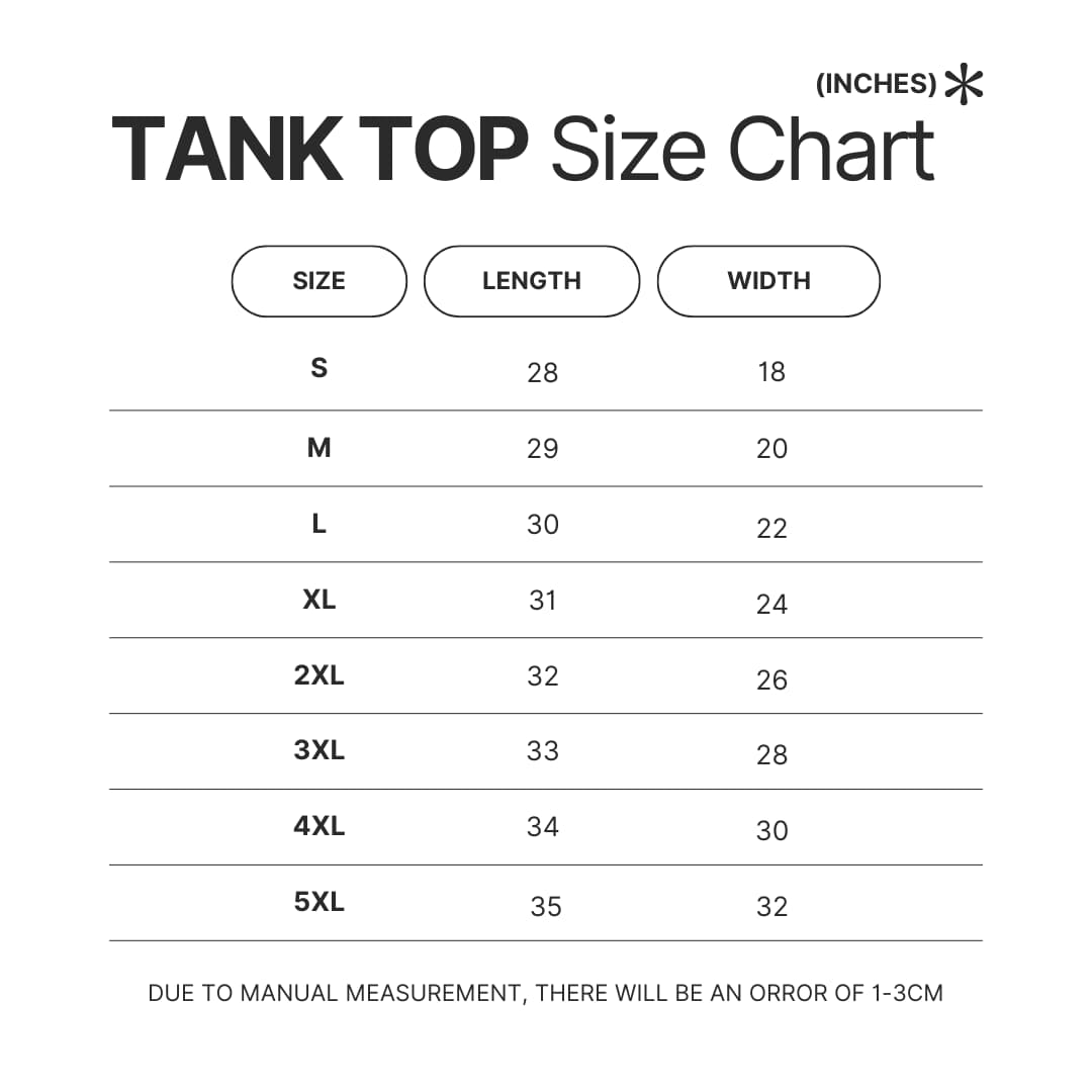 Tank Top Size Chart - Smiling Friends Shop